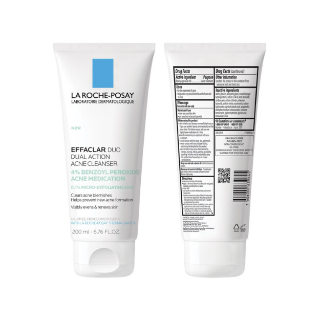 effaclar detergente viso anti-acne a doppia azione con perossido di benzoile al 4 detergente viso anti-acne al 4 con perossido di benzoile clinicamente testato e consigliato dai dermatologi