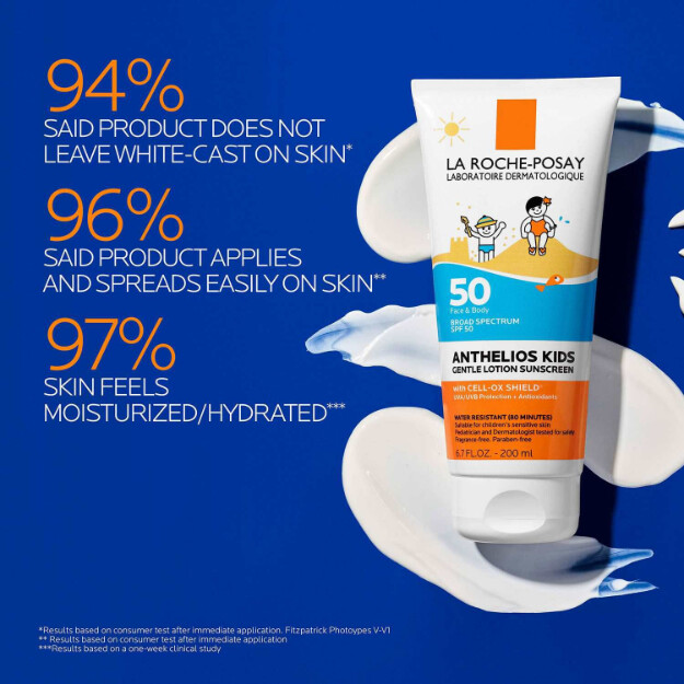 anthelios gentle lotion kids sunscreen spf 50 protezione solare per bambini resistente allacqua senza ossibenzone