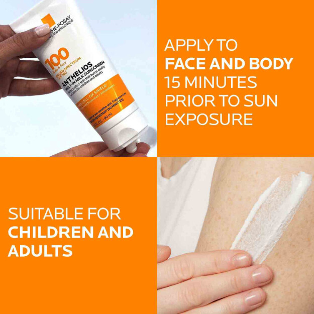 anthelios melt-in milk sunscreen per viso e corpo spf 100 protezione solare ad ampio spettro per pelli sensibili al sole