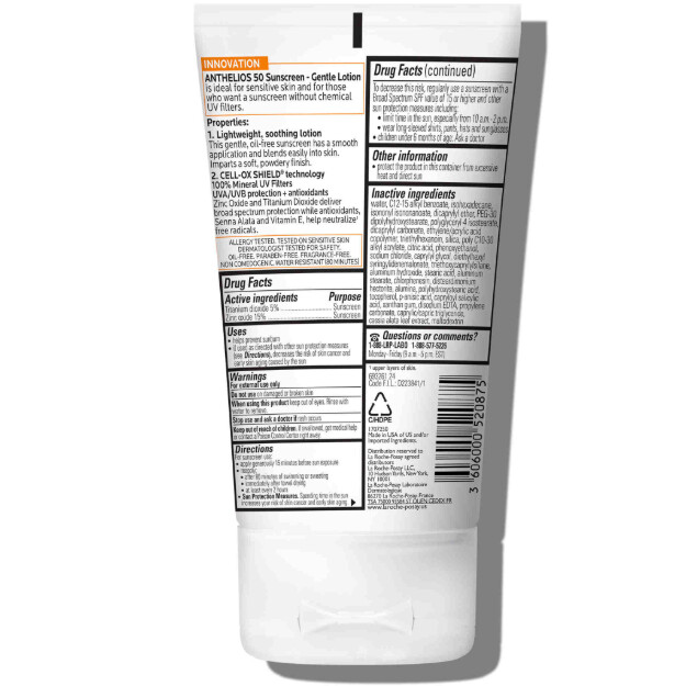 anthelios spf 50 gentle lotion mineral sunscreen protezione solare minerale per pelli sensibili