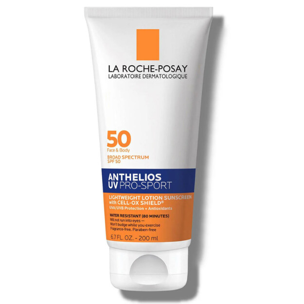 anthelios uv pro-sport sunscreen spf 50 protezione solare a lunga durata per viso e corpo resistente allacqua e al sudore per attività fisica e sport