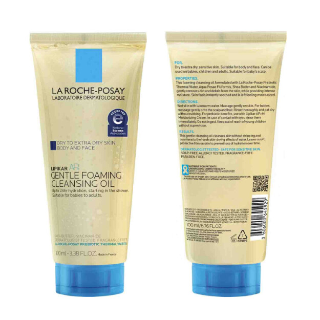 lipikar ap olio detergente schiumogeno delicato olio detergente idratante per corpo e viso per pelli secche e molto secche