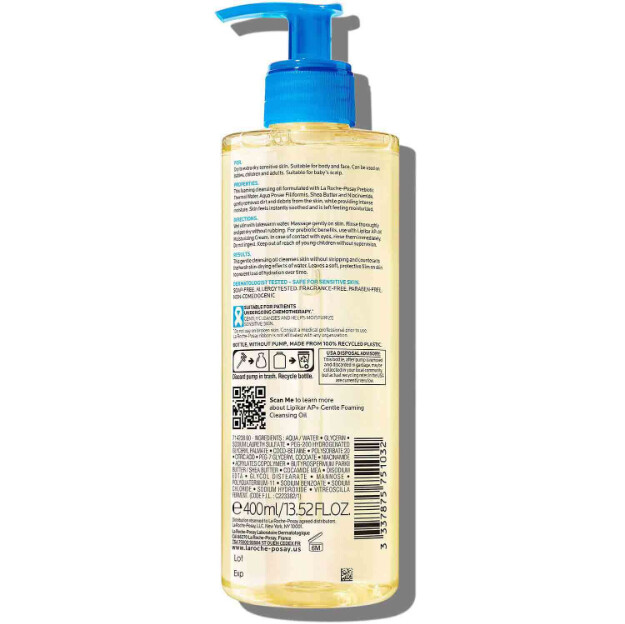 lipikar ap olio detergente schiumogeno delicato olio detergente idratante per corpo e viso per pelli secche e molto secche