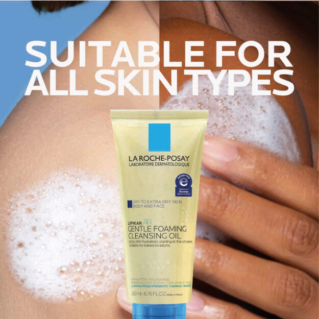 lipikar ap olio detergente schiumogeno delicato olio detergente idratante per corpo e viso per pelli secche e molto secche