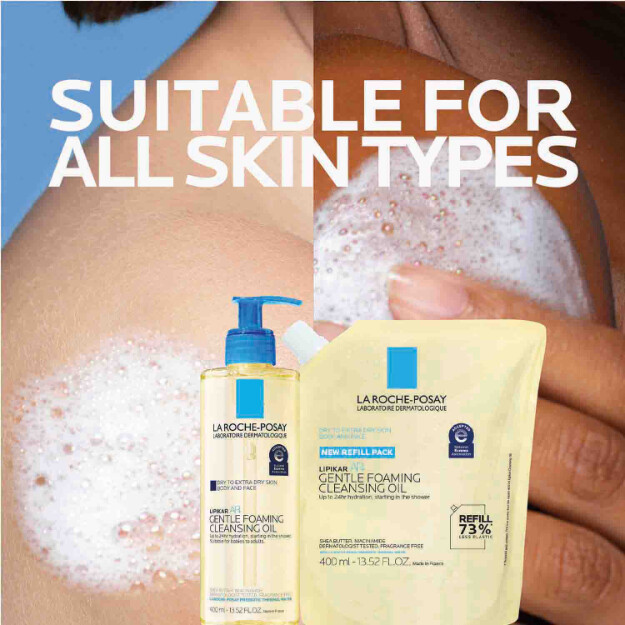 lipikar ap olio detergente schiumogeno delicato olio detergente idratante per corpo e viso per pelli secche e molto secche