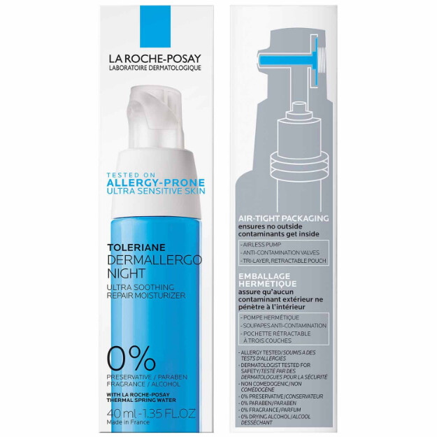 toleriane dermallergo night moisturizer crema idratante ultra-notturna testata su pelli soggette ad allergie