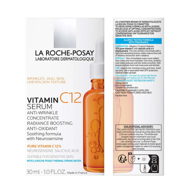 siero alla vitamina c12 siero dermatologico anti-età al 12 di vitamina c pura. formula testata contro le allergie